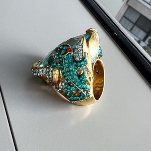 Large Crystal Teal Salamander Ring